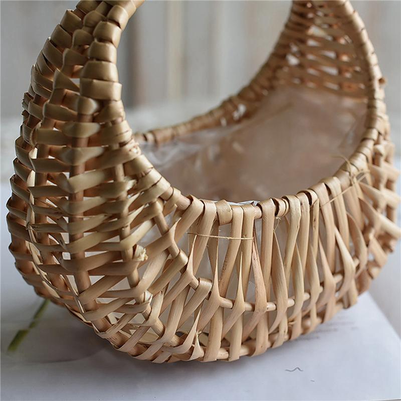 ABFS 8 Pcs Hand-Held Flower Arrangement Basket Hand-Woven Creative Flower Pot Storage Basket Flower Girl Basket Home Decor