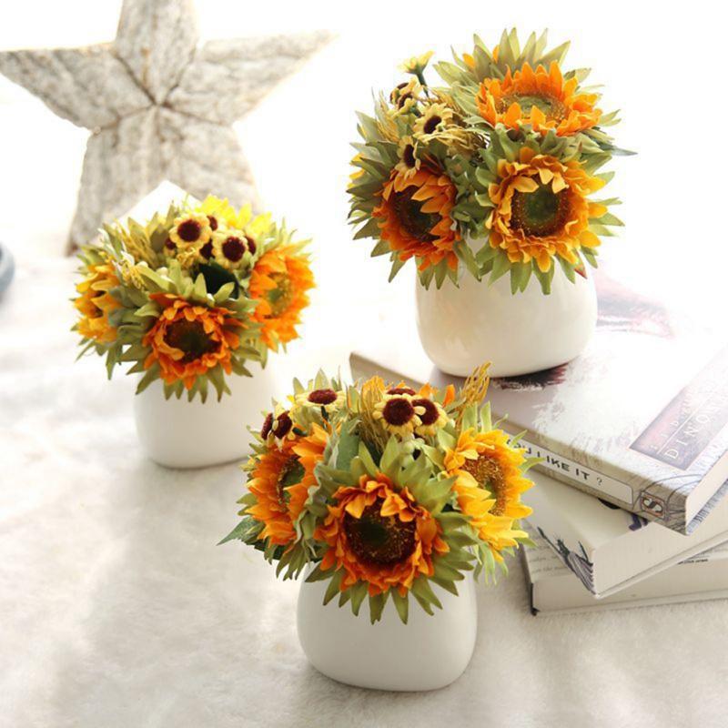 Artificial Sunflower Bunch Fake Flower Bud Flower Wedding Bouquet Home Decoration