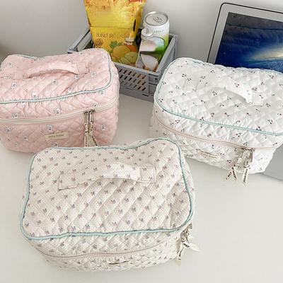 Cute Cotton Makeup Bag Women Zipper Cosmetic Organizer Female Cloth Handbag Box Shape Portable Toiletry Case For Girls