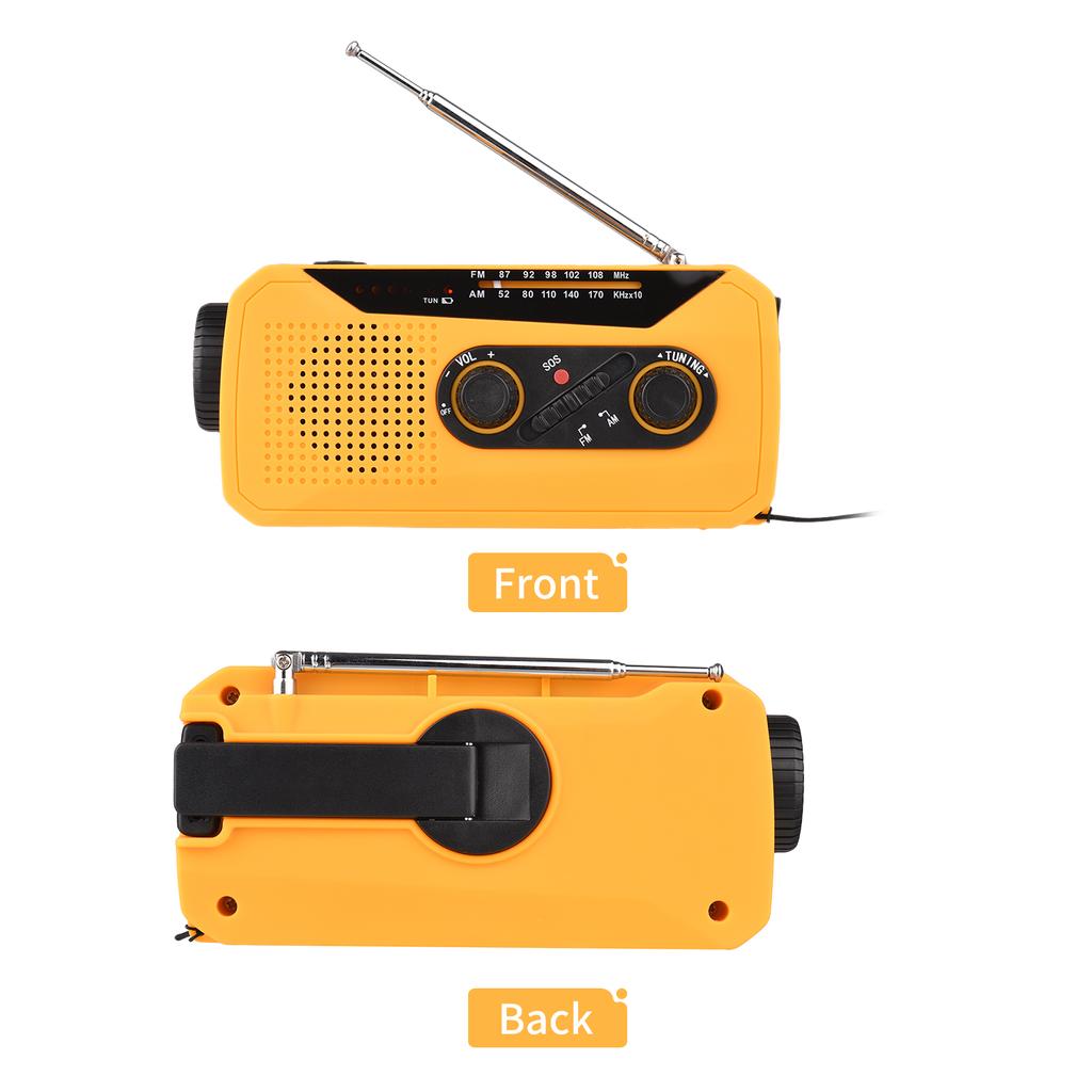 Wind Up Solar Radio Emergency Solar Radio Crank Powered Radio with Rechargeable Battery SOS Alarm AM/FM Bright Flashlight Headphone Jack USB Port