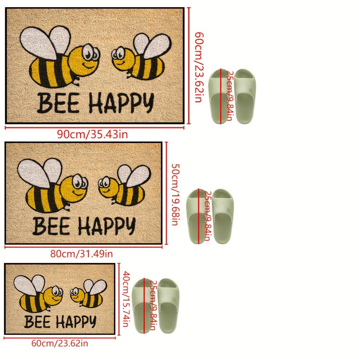 

Bee Happy Doormat Welcome Mat Outdoor Carpet Living Room Floor Mat Rug For Bedroom Lightweight Home Decor 60X90CM (2X3FT