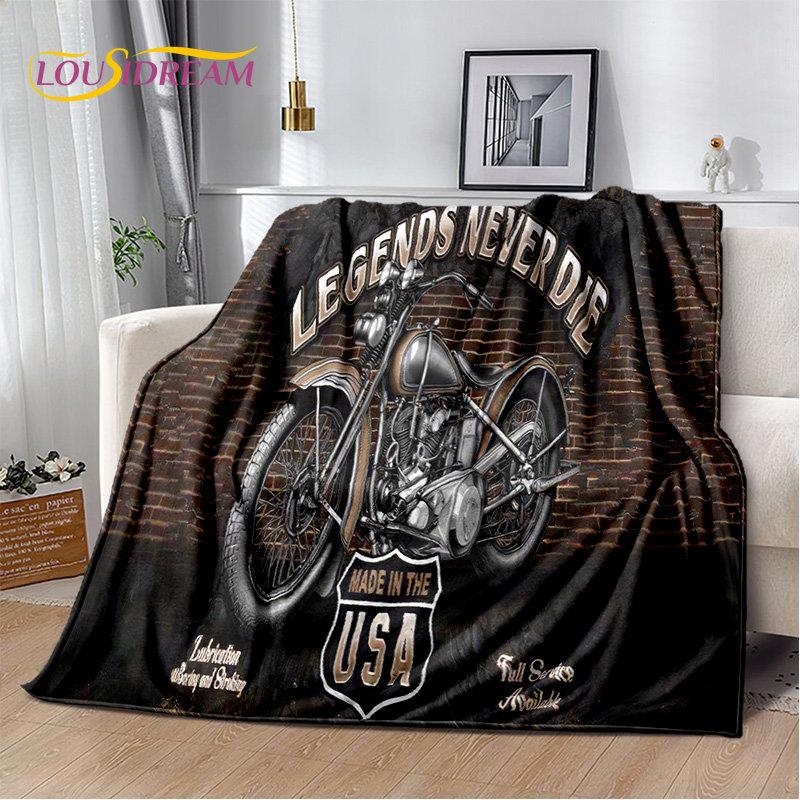 3D Retro Vintage Motorcycle Soft Plush Blanket,Flannel Blanket Throw Blanket for Living Room Bedroom Cover Beds Sofa Picnic