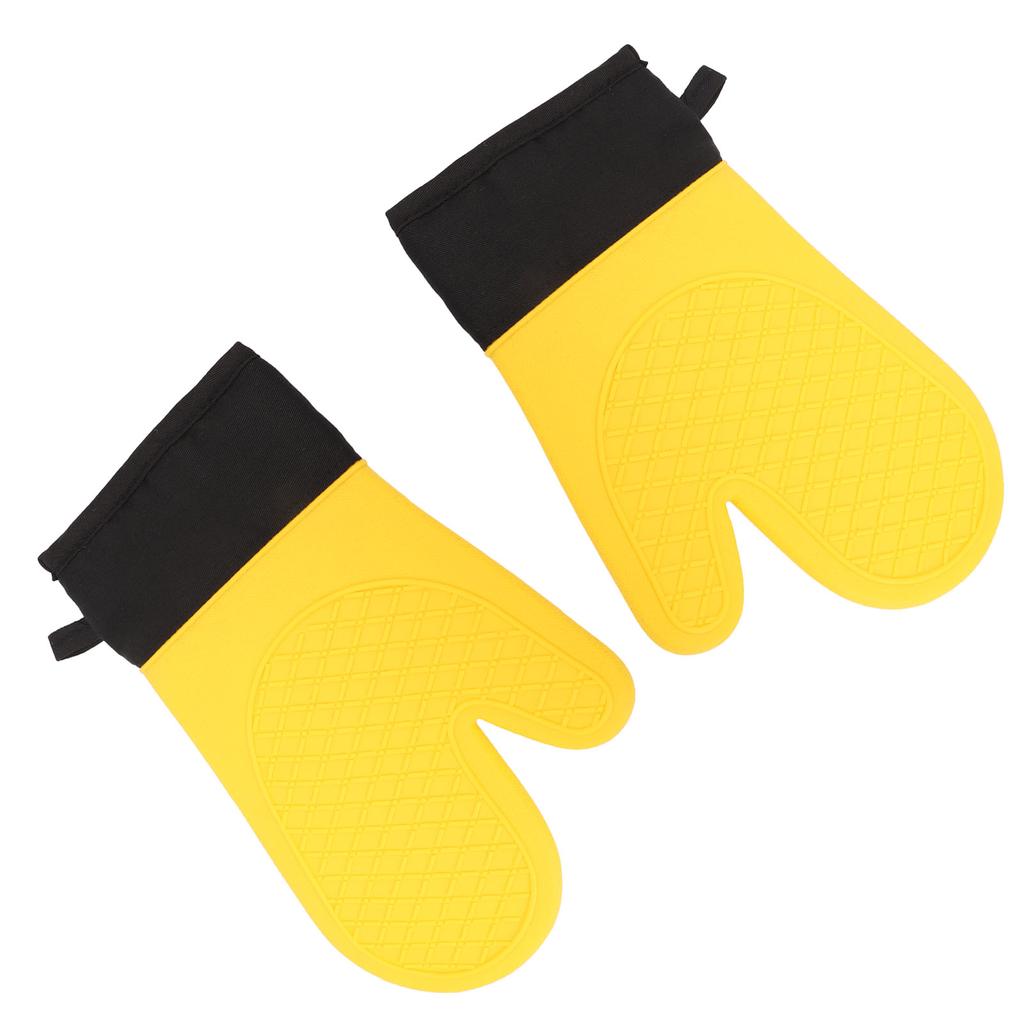 2Pcs Oven Gloves Silicone Heat Resistant Water Proof Thickened Ribbed Oven Gloves Kitchen Accessories
