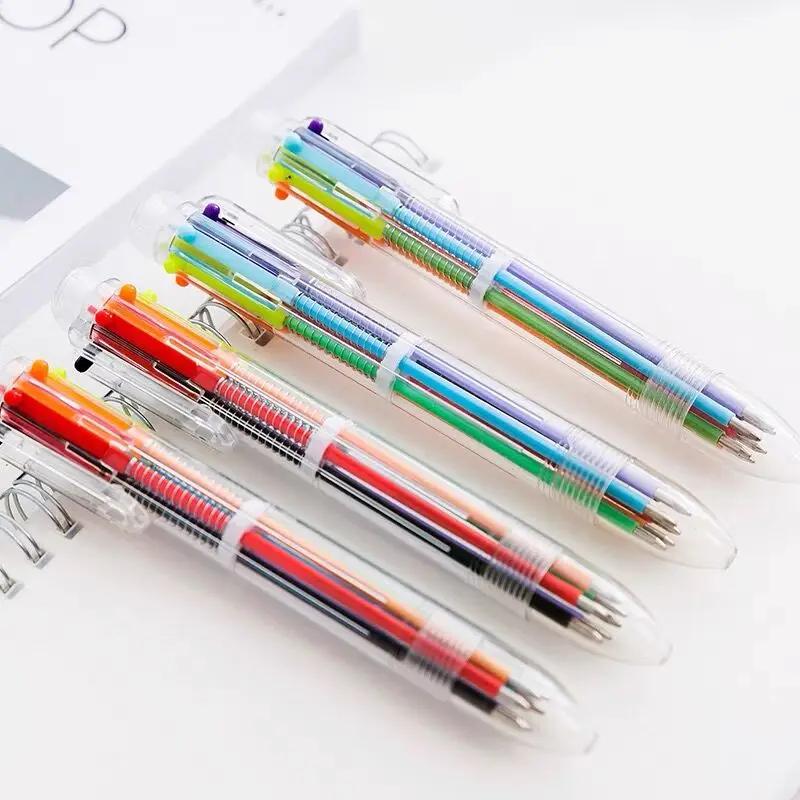 Penna a Sfera Multi-Funzione 6 in 1 Colori 0,5 mm Novità Multicolore Regali per Bambini Cancelleria Coreana Materiale Scolastico Ufficio
