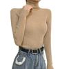 Women Knitting Tops Turtleneck Long Sleeve Solid Color Bottom Sweater Slim Fit Knitting Pullover Tops Autumn Winter Wear