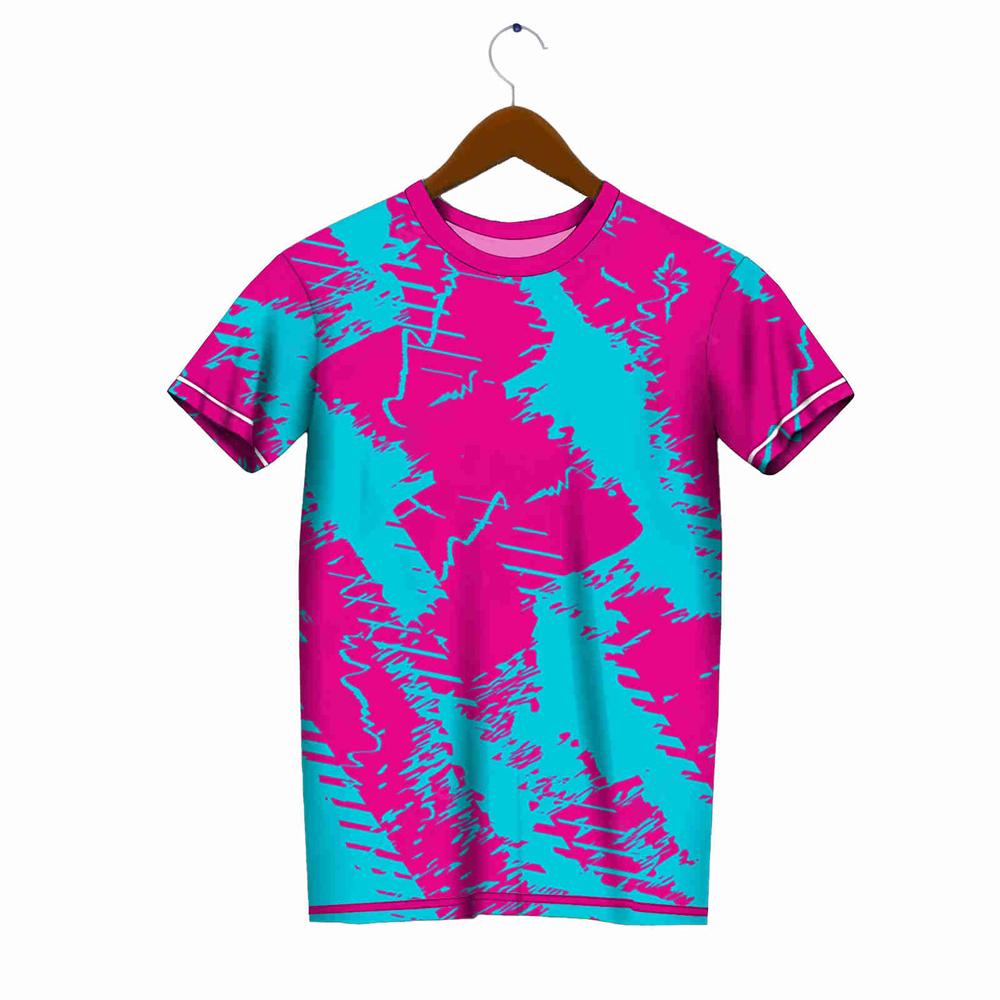 Męski T-shirt Drukowany 3D Koszulki Sportowe do Biegania Wielokolorowy Patchworkowy Drukowany T-shirt Oddychający Szybkoschnący Sportowy Top z Krótkim Rękawem