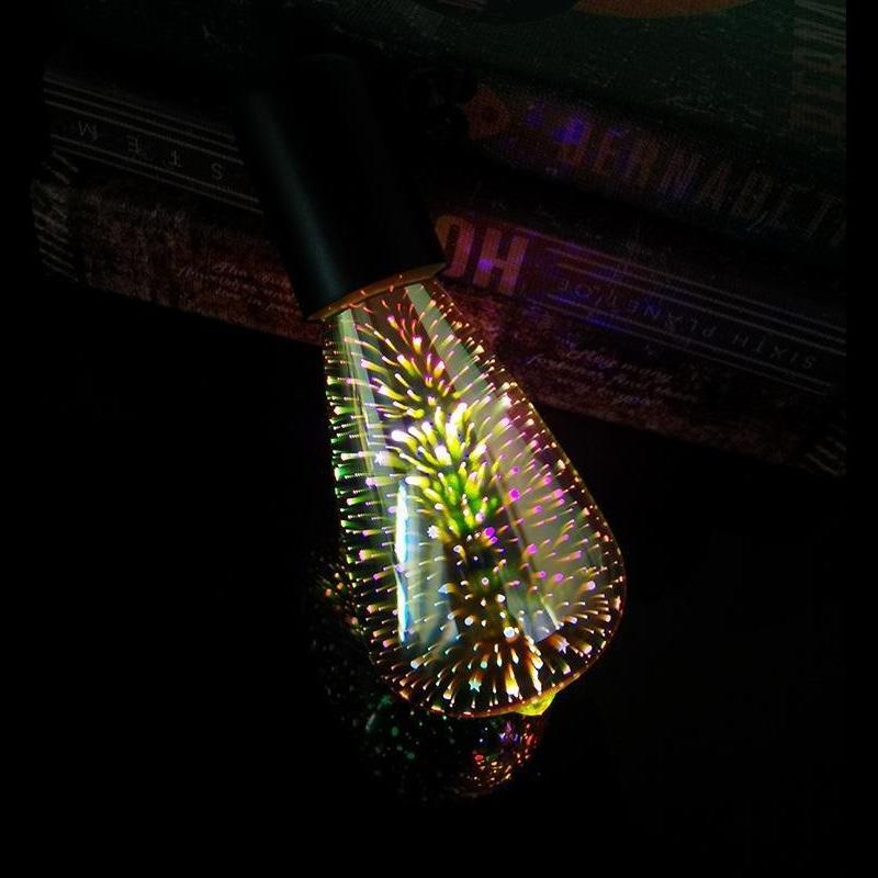 Artificii 3D Bec decorativ E27 Baza 4W Becuri de sticla de Anul Nou cu lumina calda moale Decor stralucitor de Craciun Bec LED 3D
