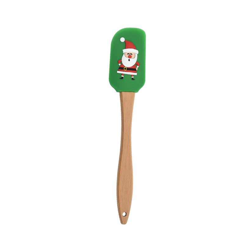Christmas Series Cake Cream Spatula Wooden Handle Silicone Pastry Scraper Non-Stick Butter Batter Mixer Kitchen Baking Tools