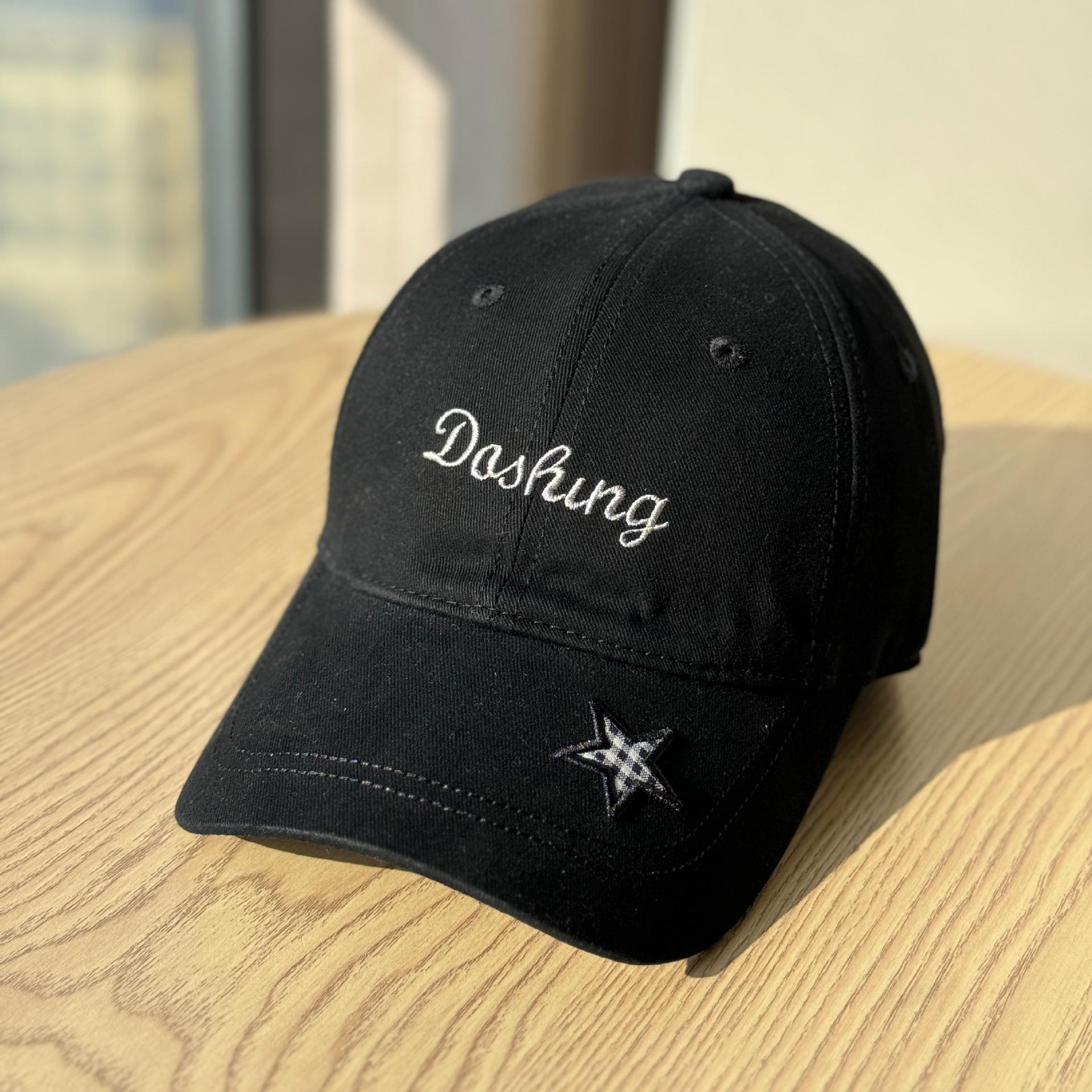 

Korean-style high-quality soft-top baseball cap for women, stylish and versatile, with star embroidery, face-slimming, sun-shading duckbill cap Adult54-60Adjustable чёрный