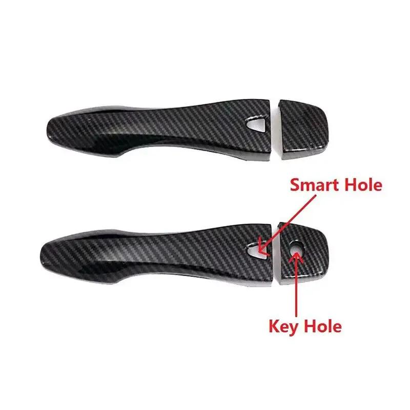 For Nissan Altima 20013-2018 Car Carbon Fiber Style Black Exterior Door Handle Moulding Cover Trim Sticker Decor Accessories