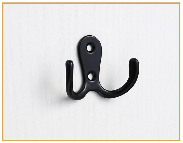 10pcs Coat Hooks 2 Hole Wall-mounted 2-Pronged Clothes Hook Towel Hook Coat Hanger for Robes Coats Hats Keys Towels Black