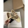 Silver Bow Word Belt Mary Jane Single Shoes Women's Shoes Spring and Autumn 2025 New Fairy Style Ballet Shoes
