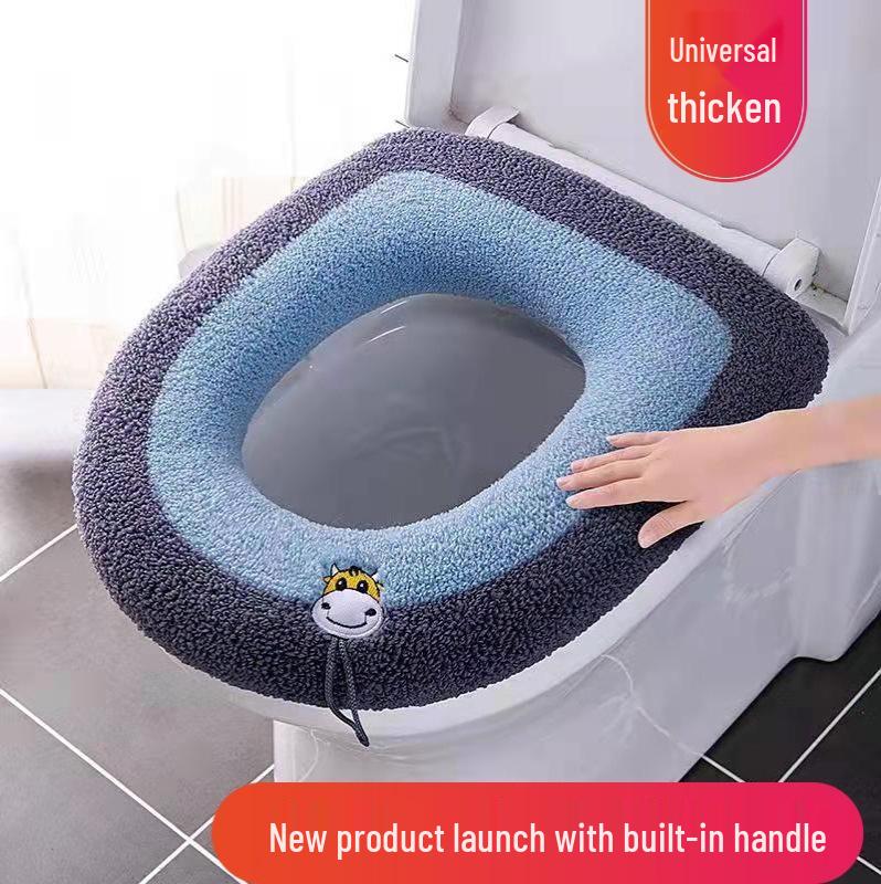 Universal Waterproof Toilet Seat Cushion with Handle - Thickened, Washable Cover for All Seasons