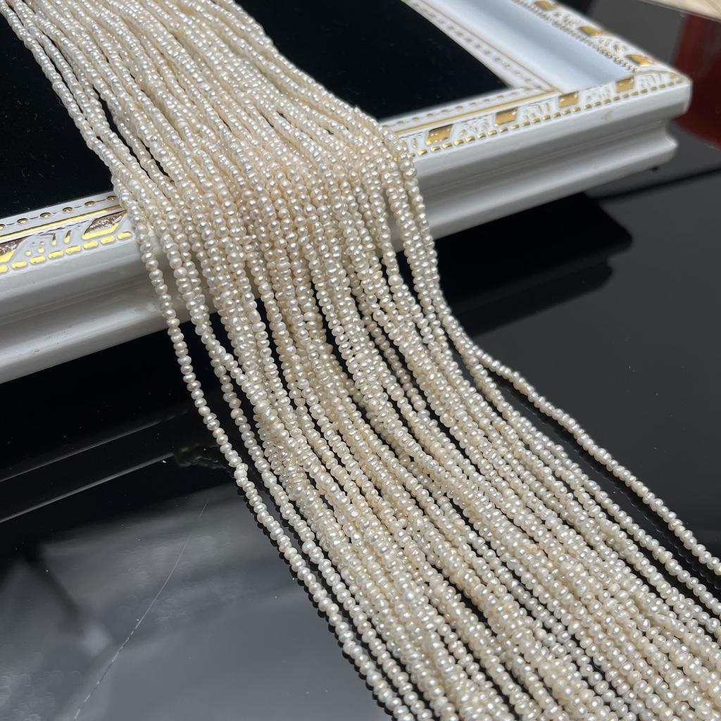 1String, White Natural Freshwater Pearls, Handmade Flat Pearl Beads for Jewelry Making DIY Crafts (Beads 1.8-2mm, Length 36cm)