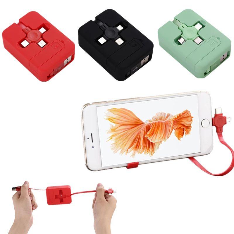 Fast Charging 3-in-1 Cable For Ios Micro And Type-c Tangle-free Design