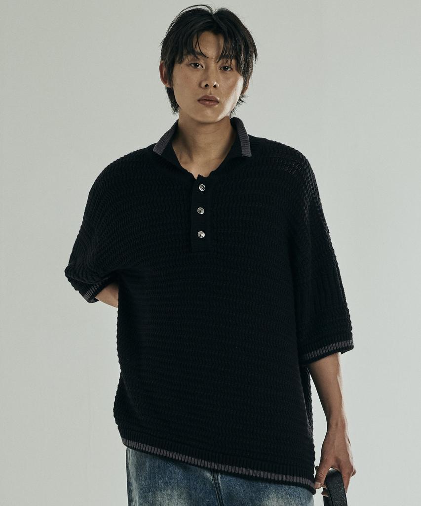 VONVAT Pullover Point Collar Short Knit (Black)