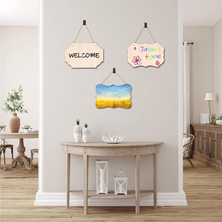 12 Pcs Unfinished Hanging Wood Signs for Wood Burning Crafts Christmas Ornament