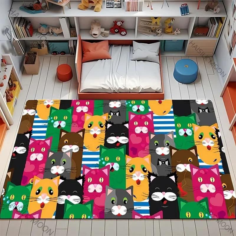 Cartoon Cat Carpet Mat Rug Home Decoration Pink Sweet Heart Play Mat Kids Room Bedroom Floor Mat Carpets for Living Room