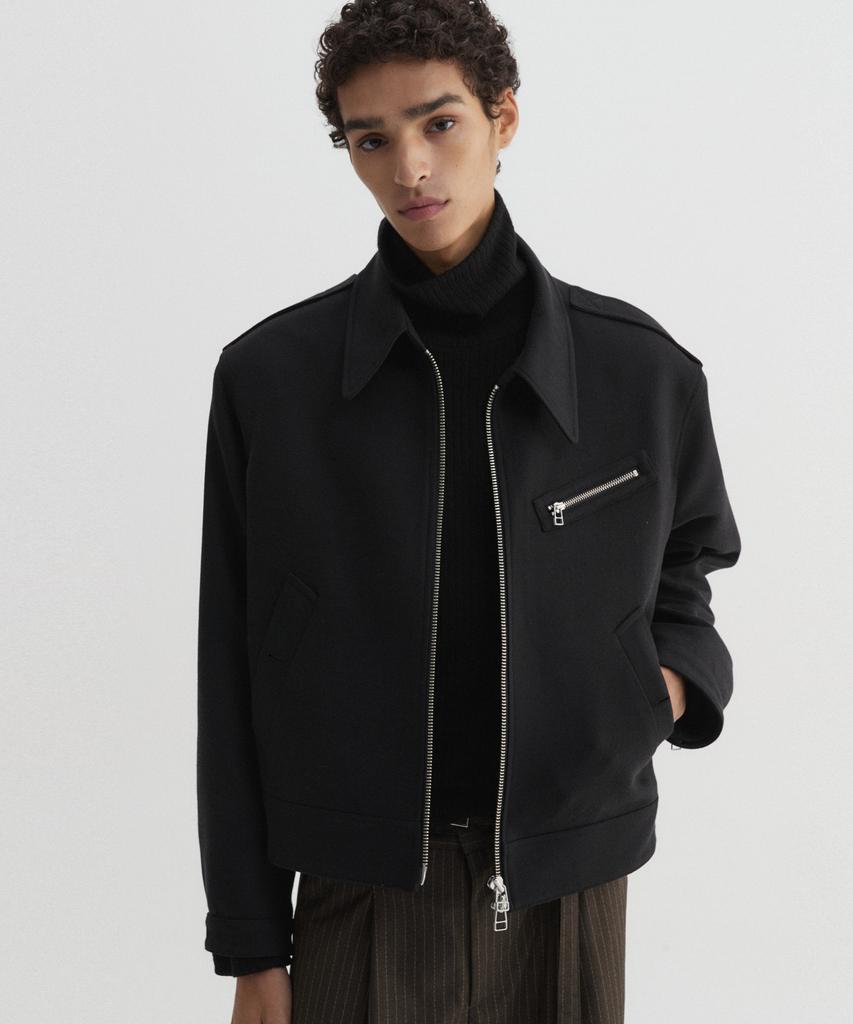 Dnsr Oblique Wool Crop Jacket Black