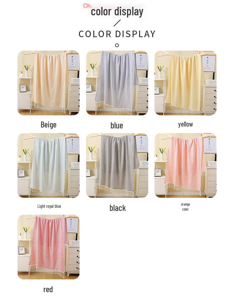 Large & Thick Tassel Turkish Beach Towel – Absorbent, Outdoor Sunscreen Bath Towel