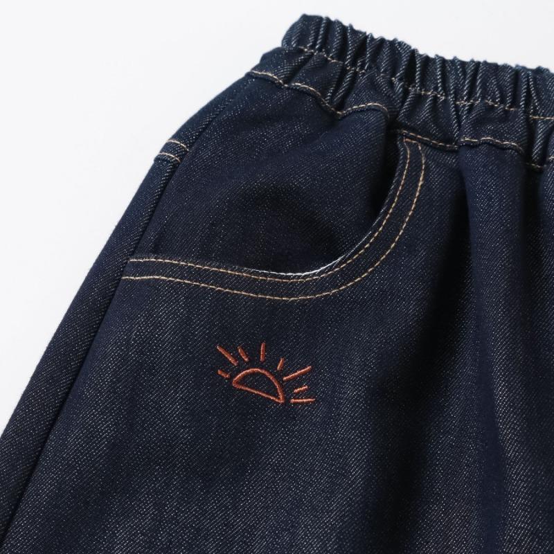 Boys Loose Fit American Vintage Style Denim Jeans With Mountain Embroidery