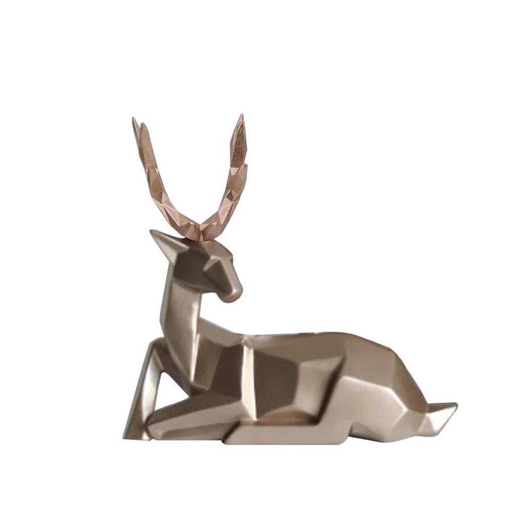 2 Stück Moderne Harz Hirsch Statue Skulptur Heim Desktop Schrank Ornamente Dekoration (golden)