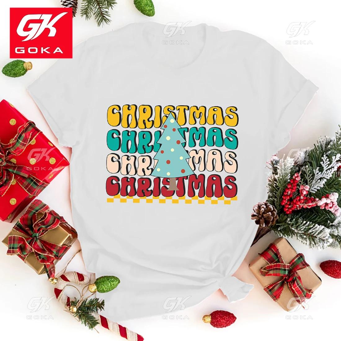

Christmas Printed Cotton T Shirt for Women Tee Shirt Femme Cute Casual Short Sleeve Round Neck Tops Cool Hip Hop Unisex T Shirts S