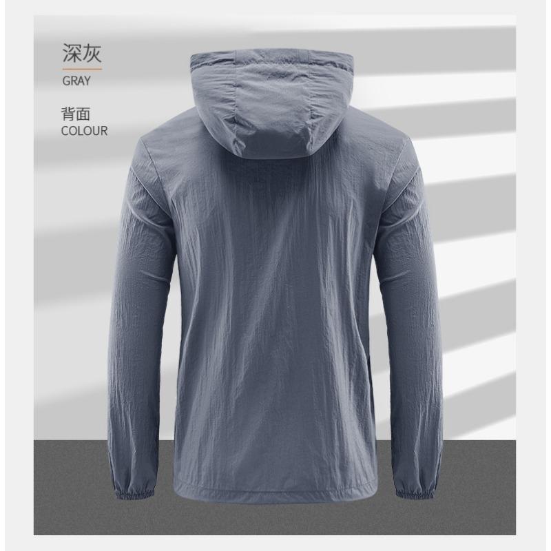Men's Lightweight Hooded Windbreaker - Quick Dry Outdoor Jacket with Zipper Pockets for Hiking and Daily Wear