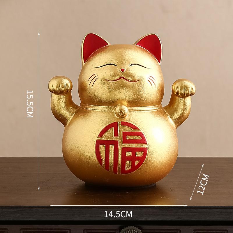 Lucky Cat piggy bank storage jar desktop decoration Resin cat animal sculpture Living room foyer home decor Housewarming gift