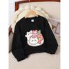 Girls' Crewneck Sweatshirt - Cute Cat Cake with Heart Topper Machine Washable, Spring And Autumn