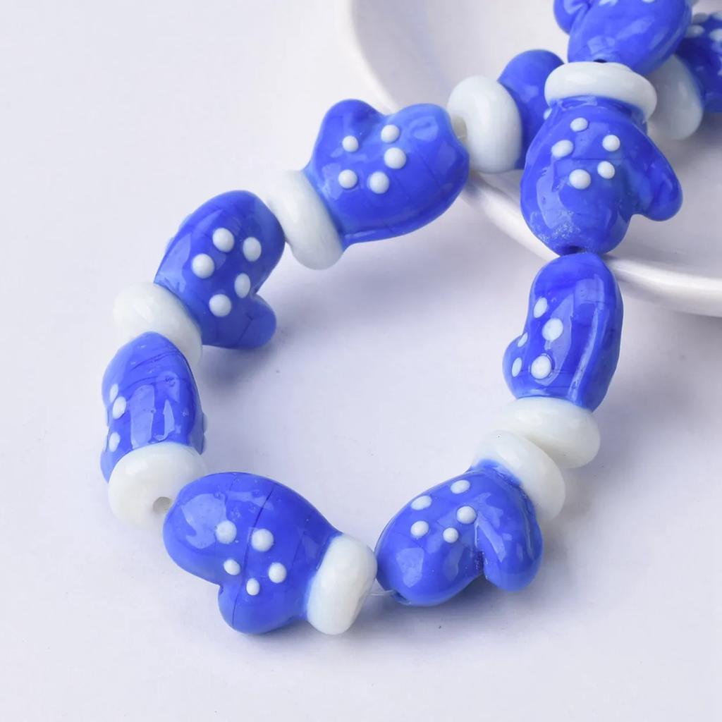 10pcs 18x14mm Glove Shape Handmade Lampwork Glass Loose Beads For Jewelry Making DIY Crafts Findings