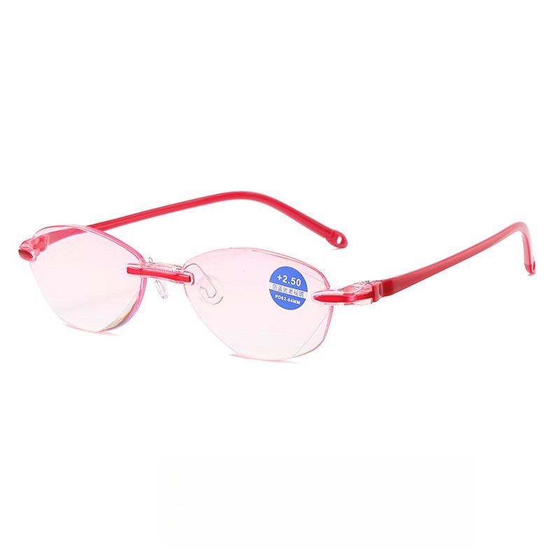 Frameless Diamond Cut Fashionable Ultra Light Reading Glasses Unisex Elegant Protect Eyes Anti Blue Light Eyeglasses 0 To +4.0