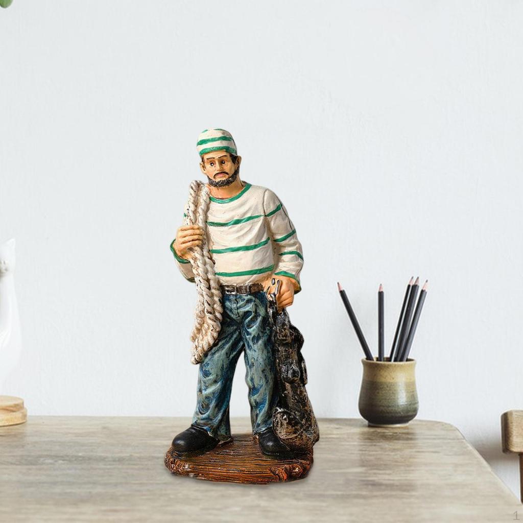 Figurka námořníka Socha rybáře Pryskyřičná řemesla Námořní unikátní stolní ozdoba Socha pro obývací pokoj