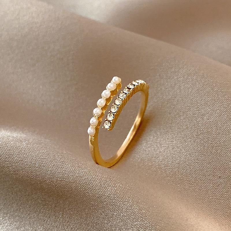 2025 New Trendy Pearl Ring Women's Niche High-end Open Ring Ring Korean Version Personalized Hand Jewelry