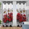 Set Of 2 Dark Rose Butterfly Print Curtains Suitable Bedroom Living Room Kitchen Decoration Home Window Curtain Polyester Perfect For Sitting