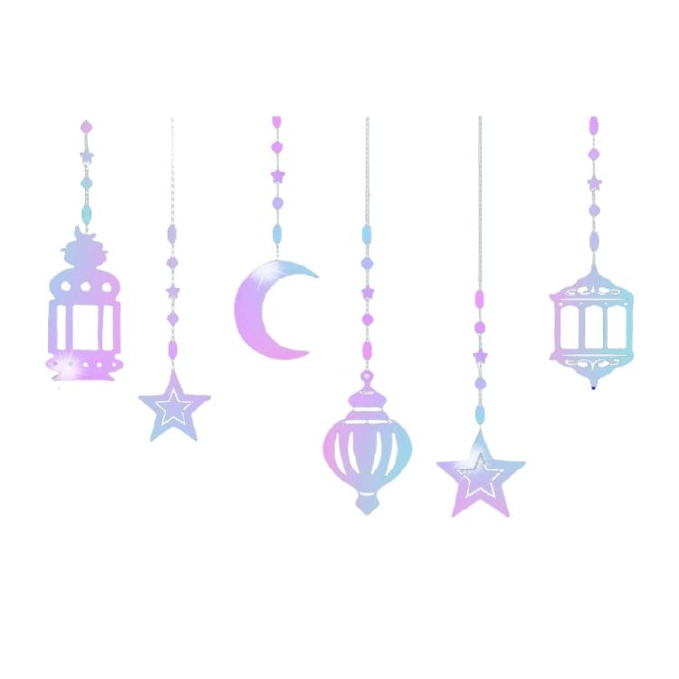 6Pcs Star Moon Garlands Hanging Streamers Banners for Eid Ramadans Backdrops Muslims Party Supplies Ceiling Garlands