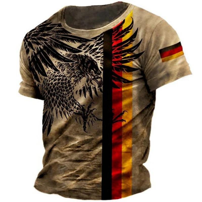 Men's T-shirt printed round neck short sleeved loose T-shirt street wear summer men's handsome clothing 6XL