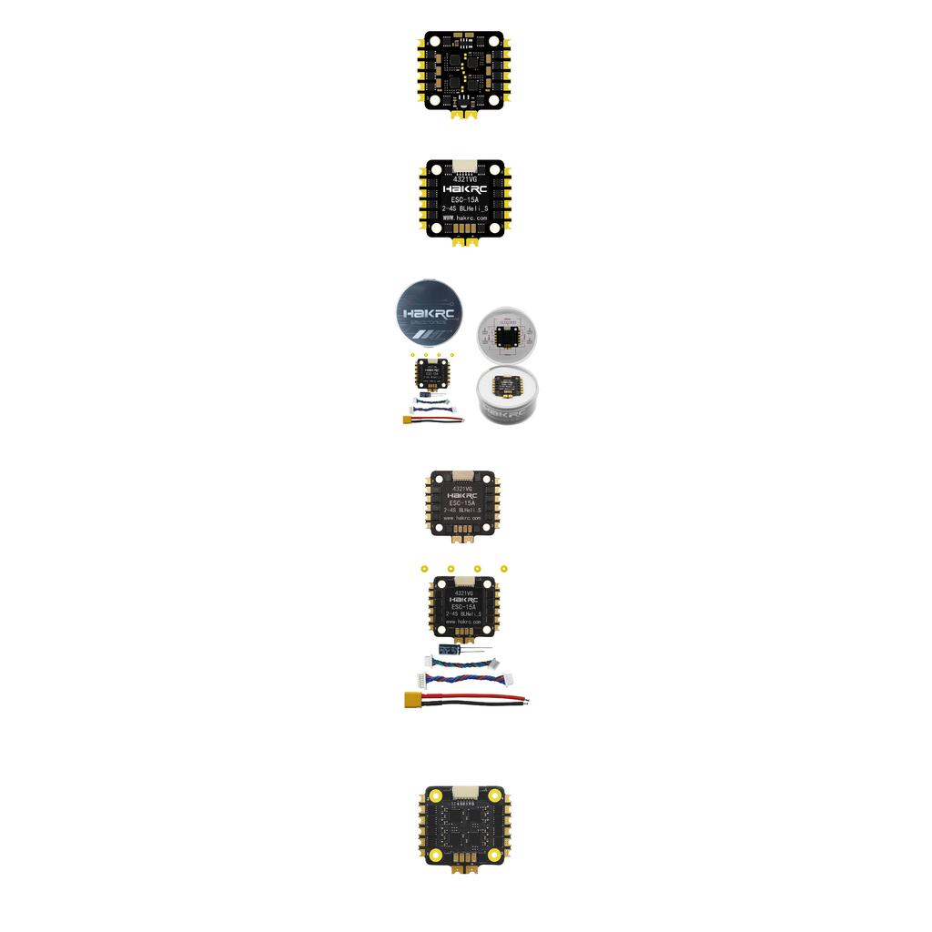 HAKRC 15A 4-In-1 ESC 2S-4S Lipo PWM Drive Active Freewheeling to Extend Endurance Speed Controller for FPV RC Racing Drones