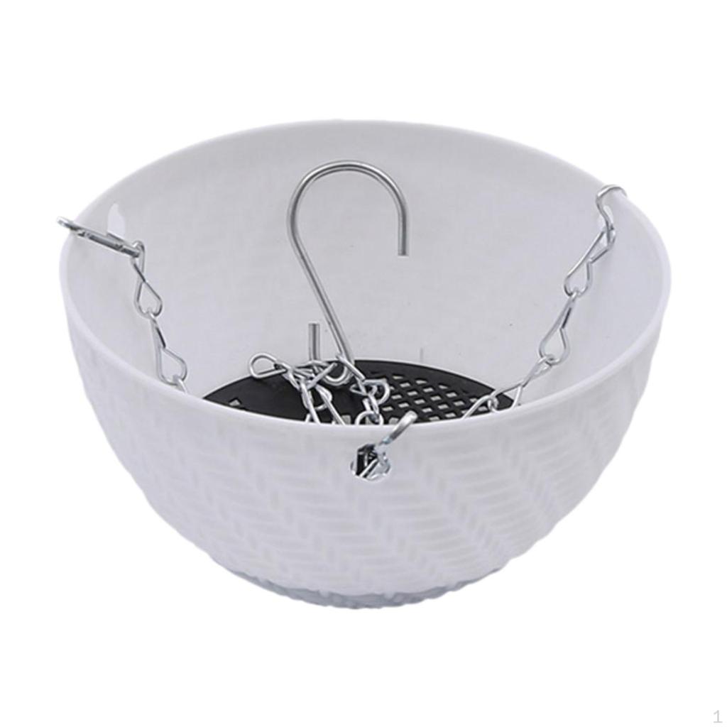 Hanging Basket Plant Pot Flower Bowl with Built-in Water Reservoir And