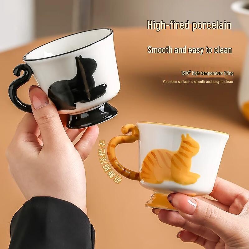 Niedliches Katzen-Teekannen- und Tassenset aus Keramik