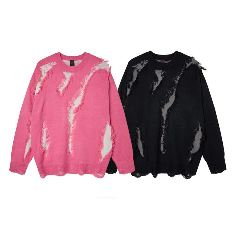 Vintage American Style Oversized Knit Sweater Teens Warm Thick Fuzzy Pullover Streetwear