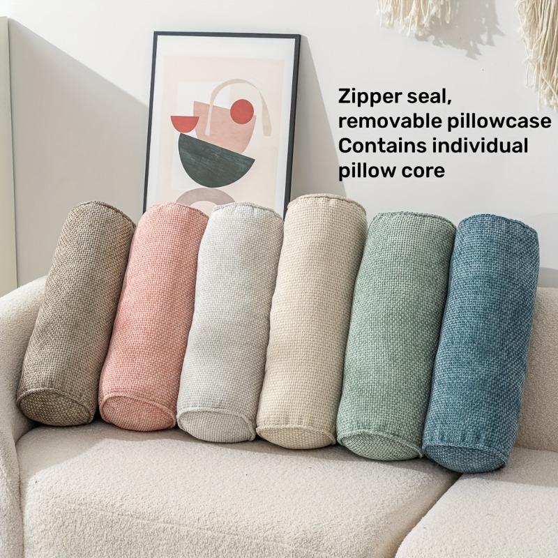 1pcs/set Chenille Cylinder Throw Pillow Japanese Minimalist Sofa Back Support for Neck Round Decorative Cushion for Home Office