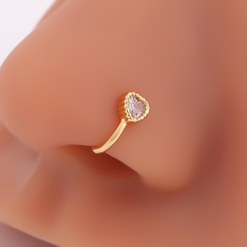 Wind Love Nose Ring Sweet Design Sense Fashion Nose Stud Versatile Zircon Puncture Free Heart Nose Clip