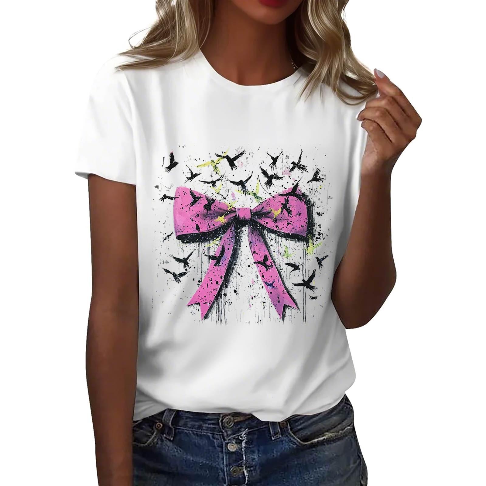 

Женская повседневная футболка с круглым вырезом и короткими рукавами с принтом XL