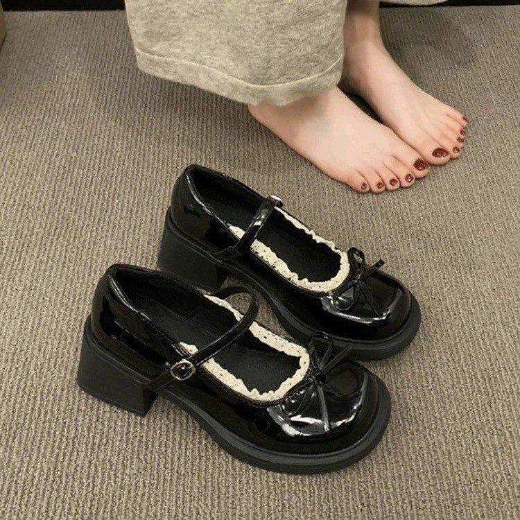 

New Vintage Round-toe Versatile Height-increasing Women s Shoes 35 чёрный