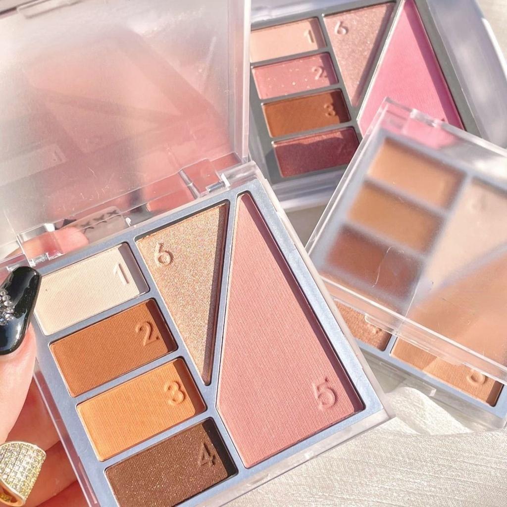 

6-цветная палитра теней для век «все в одном» с румянами-хайлайтерами/стойкие водостойкие тени для век, палитра, рассыпчатая пудра, жемчужные тени для век