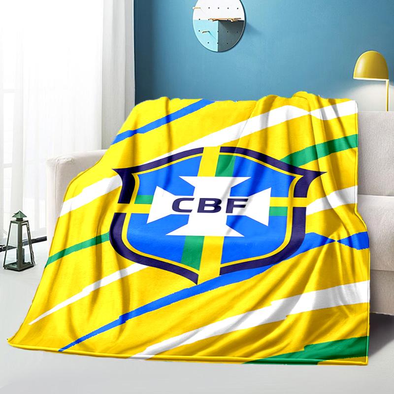 Brazilian Football Federation Printed Throws Blanket Soft Flannel Blankets for Couch Bed Gifts for Men Women Picnic blanket Christmas gifts