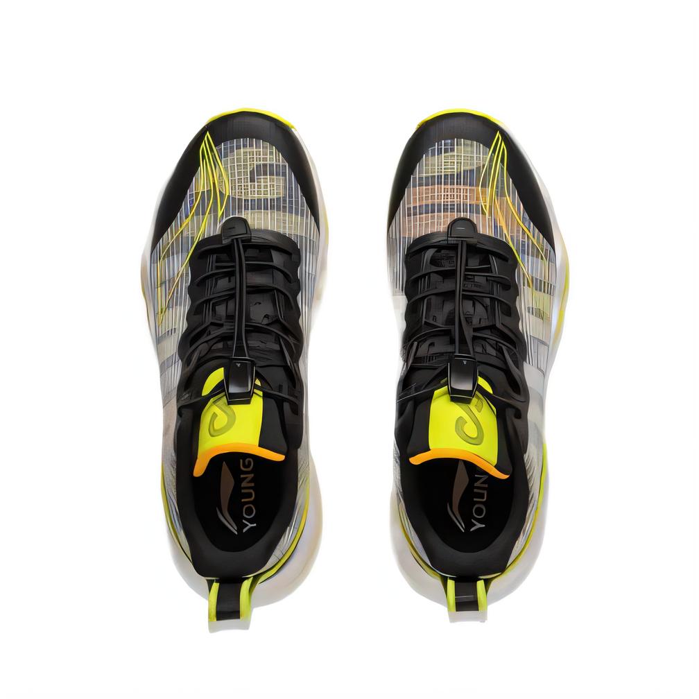 Li Ning Kids Basketball Synthetic Leather Comfortable Soft Breathable Shock Absorption Low Top Basketball Shoes Kids sneaker Black YKBS046-11
