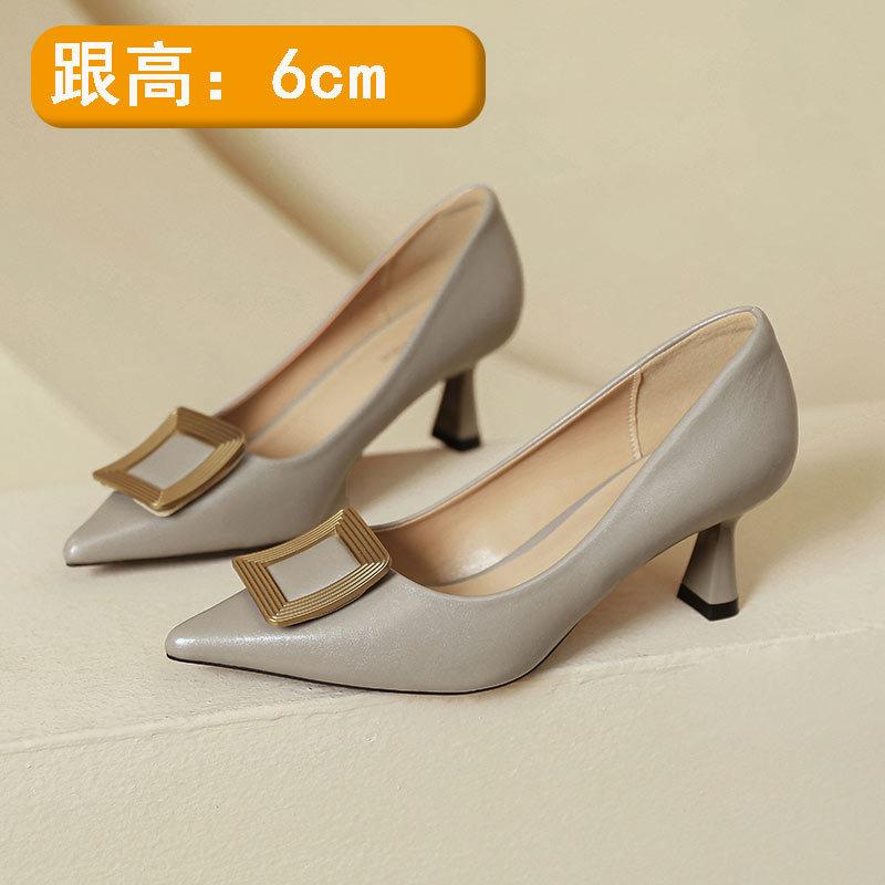 Pointed high heels women's thin heels temperament socialite 2025 new spring and autumn women's shoes small high heels shallow mouth French single shoe