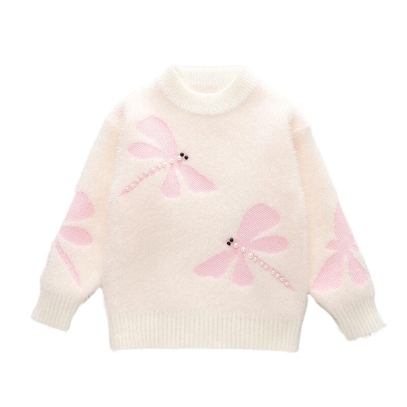 Girls' Mink Velvet Knitted Pullover Sweater - Thickened and Fashionable for Autumn/Winter